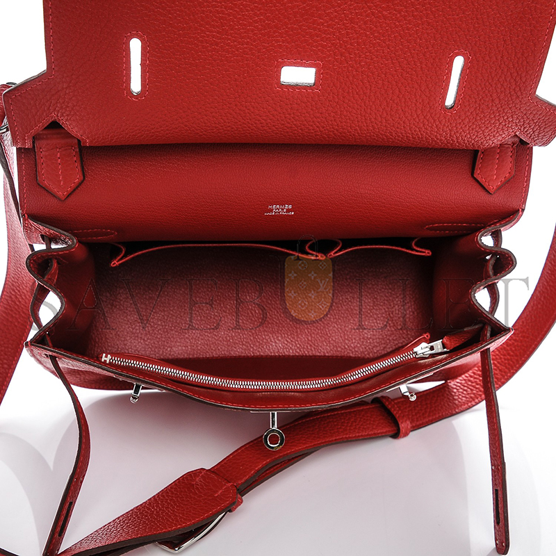 H**mes taurillon clemence jypsiere 28 rouge casaque (28*22*12cm)